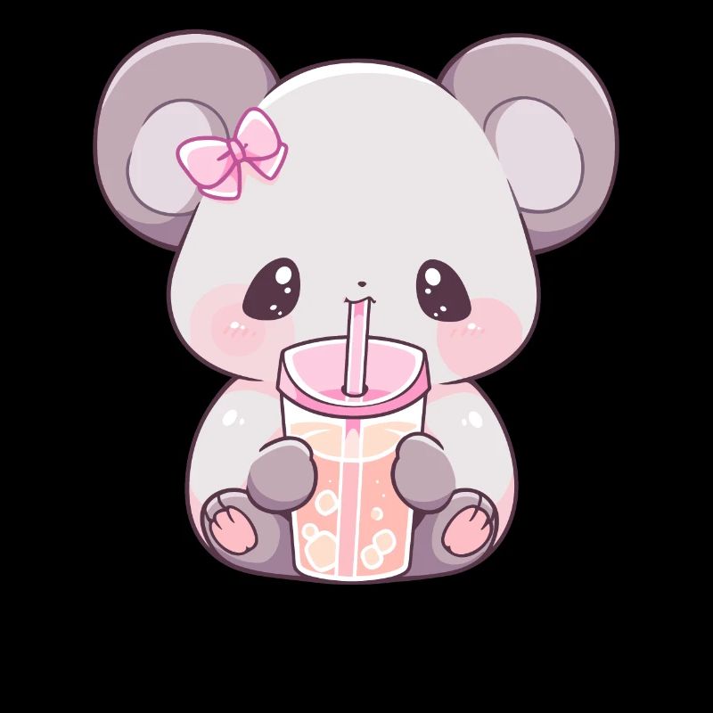 Kawaii Koala Drinks Boba Bubble Tea Chibi