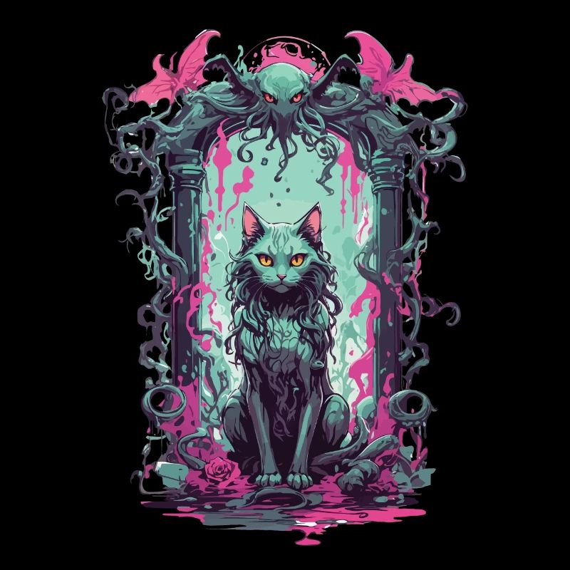 Gothic Occult Cat Magic Monster Design