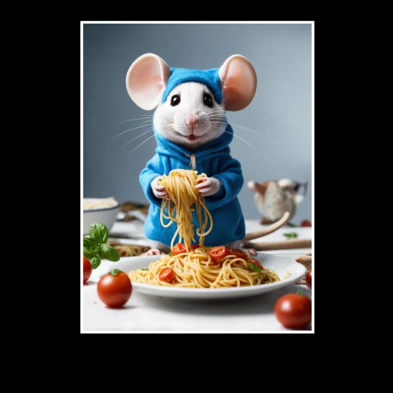 Kitchen Cooking Noodles, Funny Spaghetti Mouse
