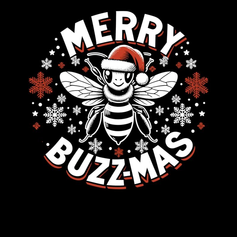Festive bee in snow flurry
