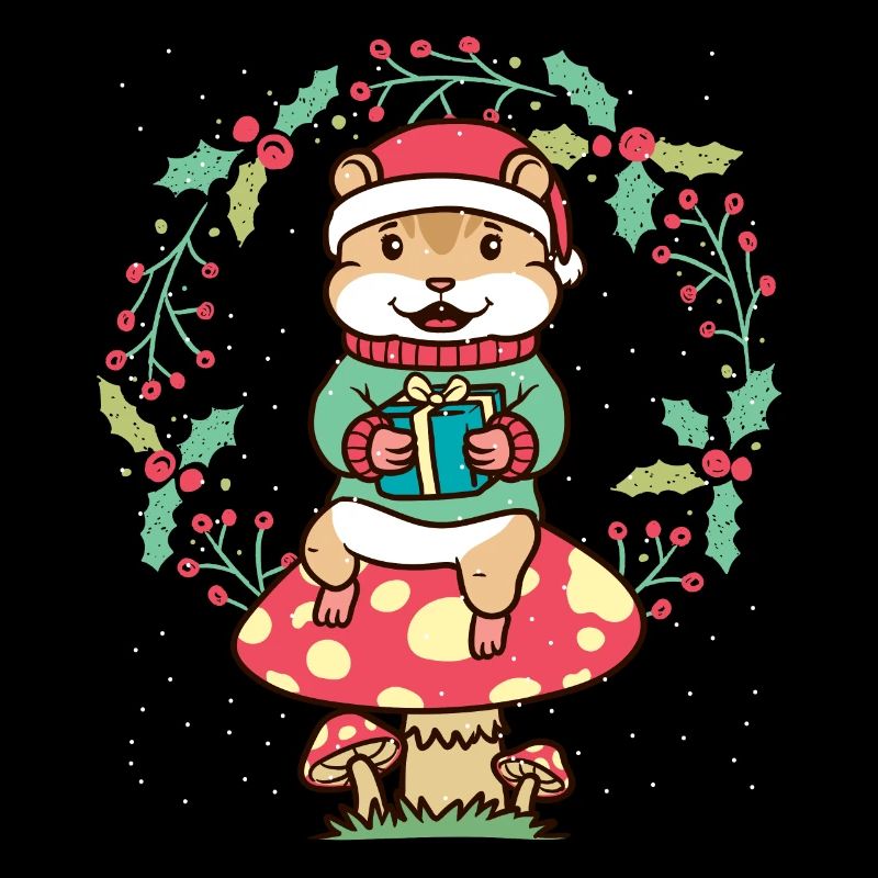 Hamster sur champignon Couronne de Noël Noël