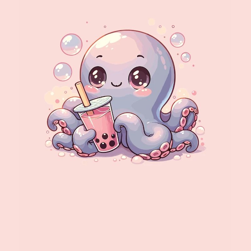 Poulpe à boire Bubble Tea kawaii Boba Octopus