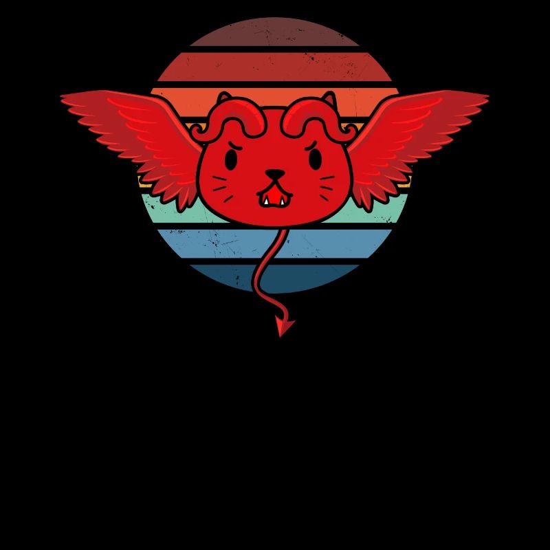 Chat du diable mignon T-shirt rétro