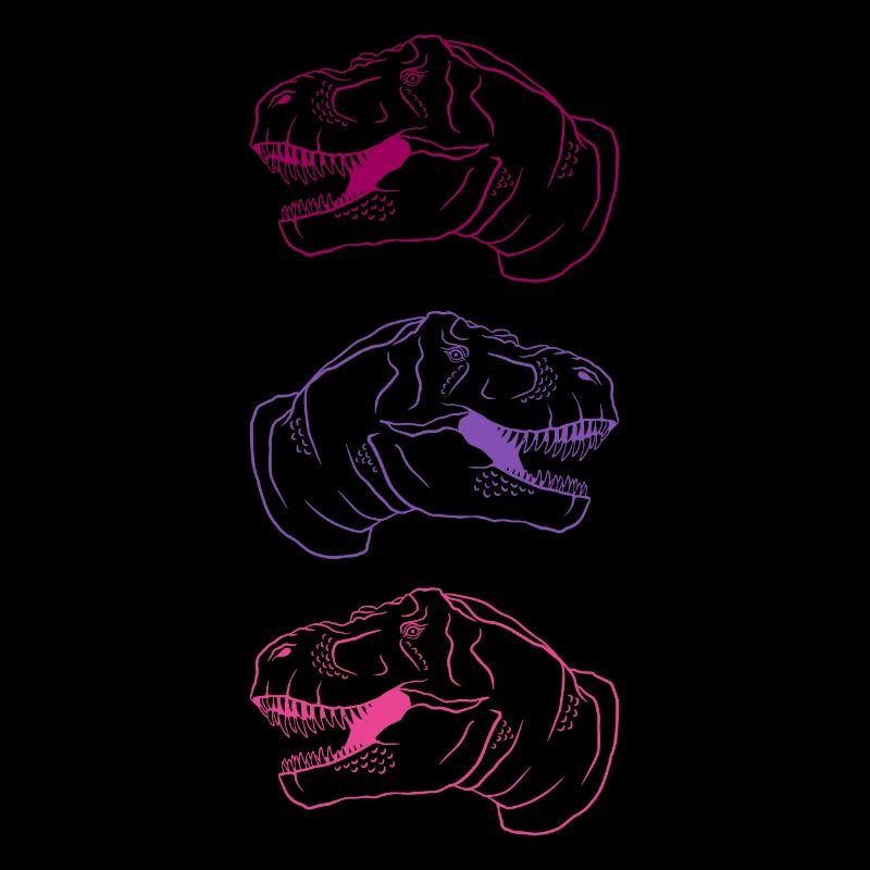 T-Rex Trio Neon Style Cool Gift Idea