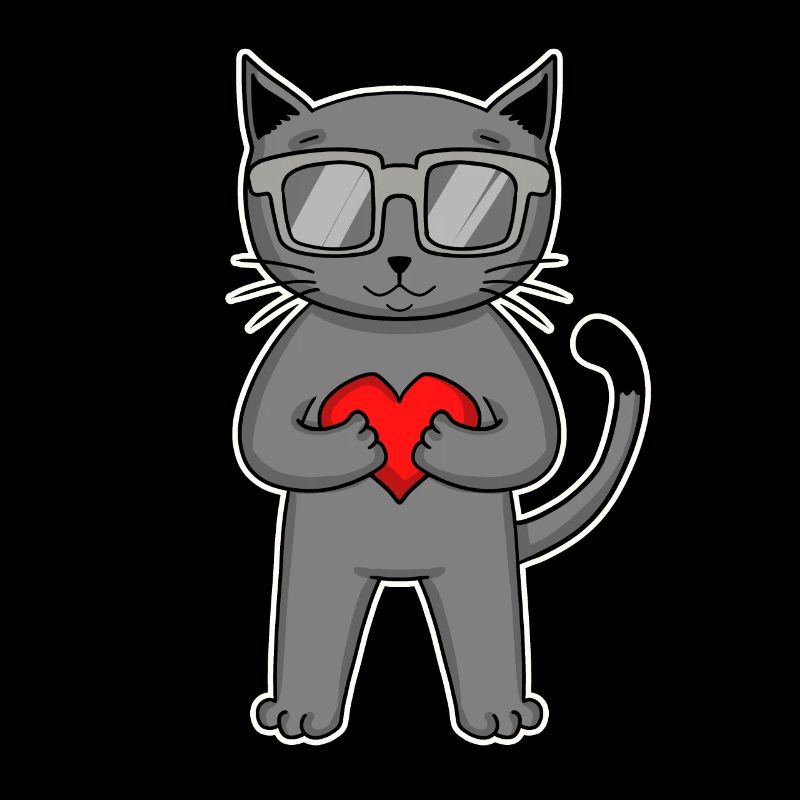 Katze mit Herz und Brille - Britisch Kurzhaar