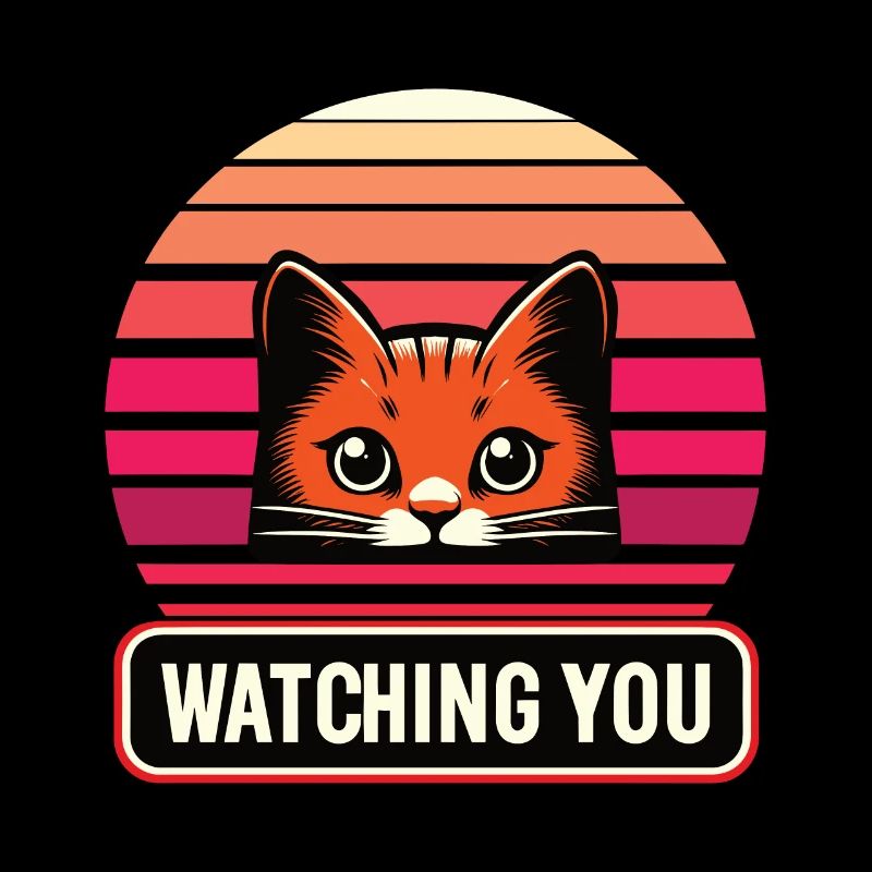 Chat roux qui vous regarde, coloré