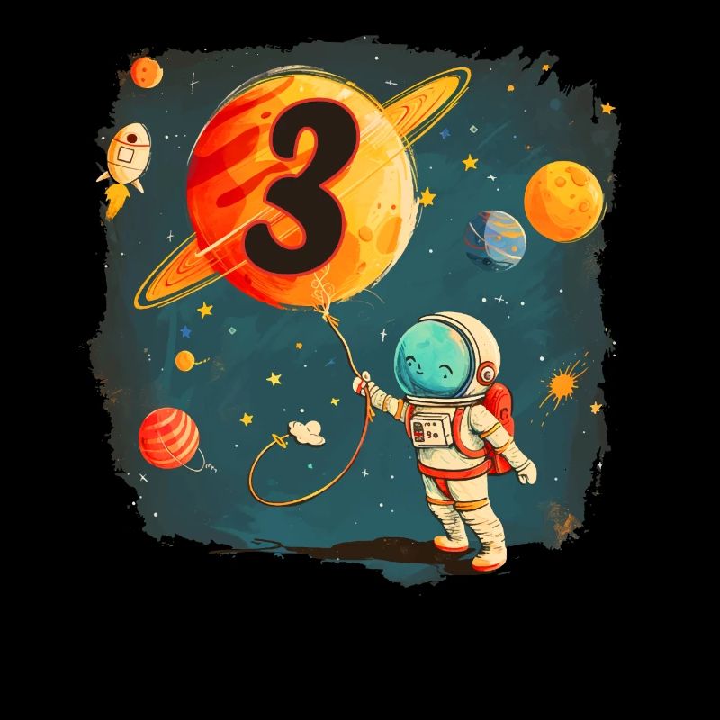 Astronaut Junge 3. Geburtstag Buntes Universum