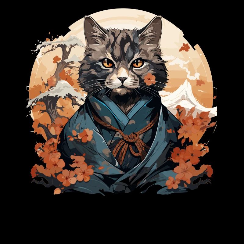 Lustige Samurai Katze