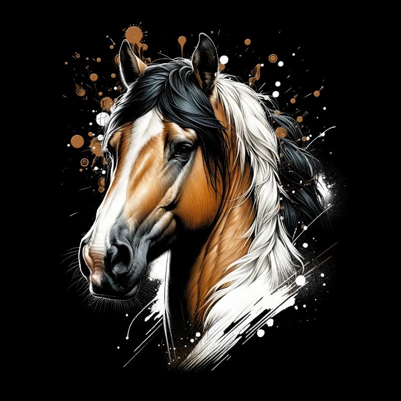 Cheval avec des touches de couleur dans un style cool