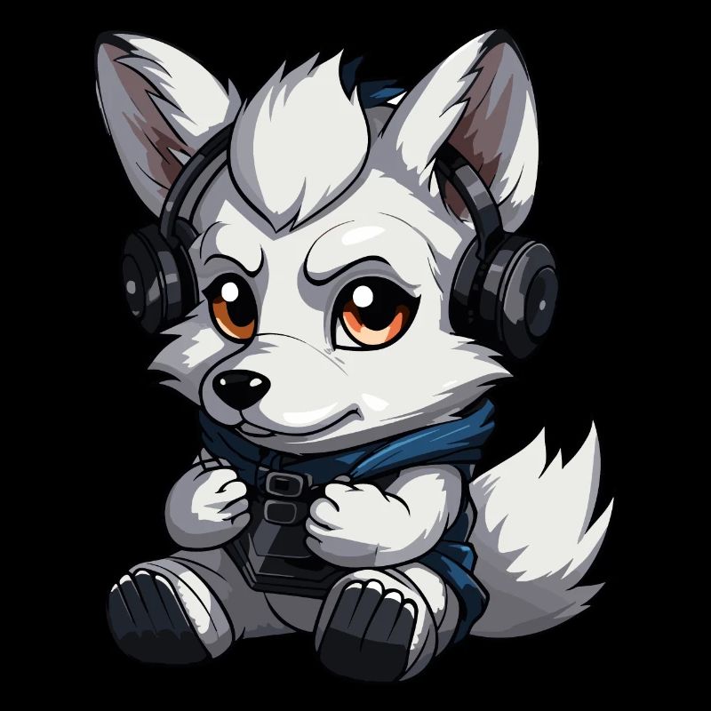 Cute Wolf Player Gaming Wolf Lover