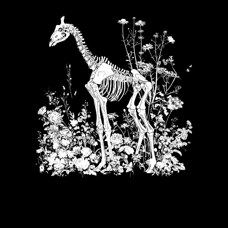 Girafe Fleur Squelette Fleur Animal