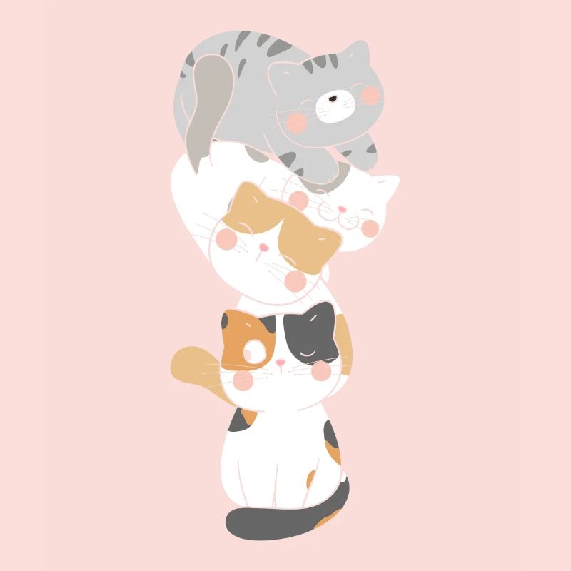 Cat Cute Kitty Stack Cats Anime Kawaii