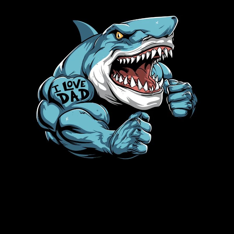 Shark Biceps Tattoo I Love Dad