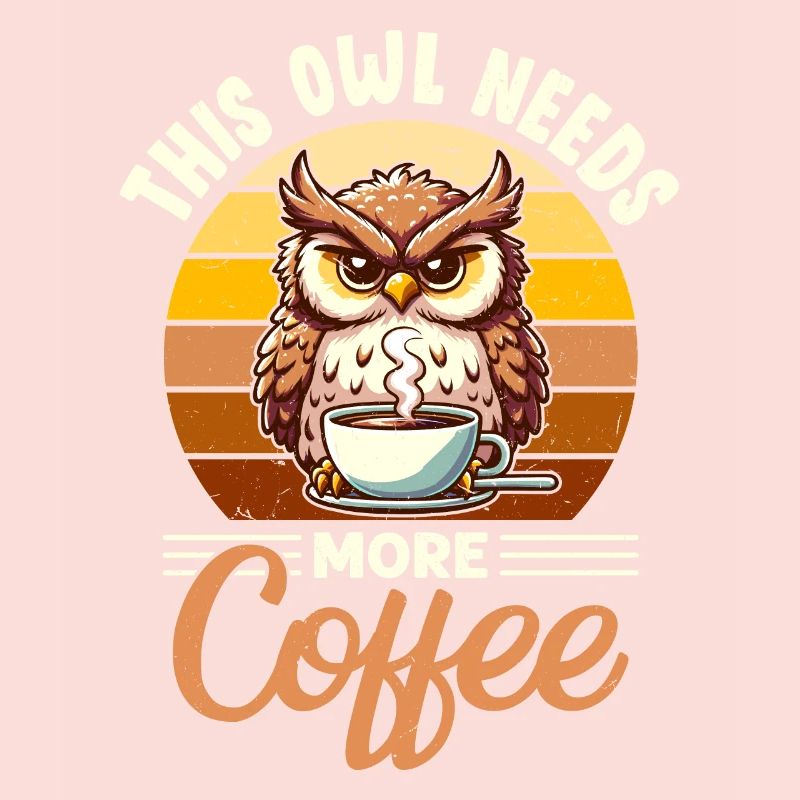Mürrische Eule Mit Kaffee-morgenstimmung