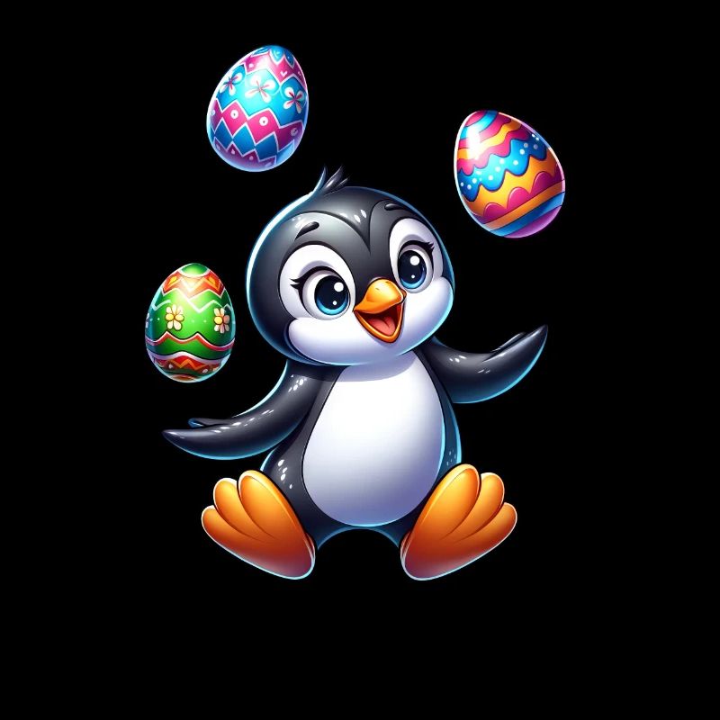 Penguin Juggling Easter Eggs, South Pole Artist