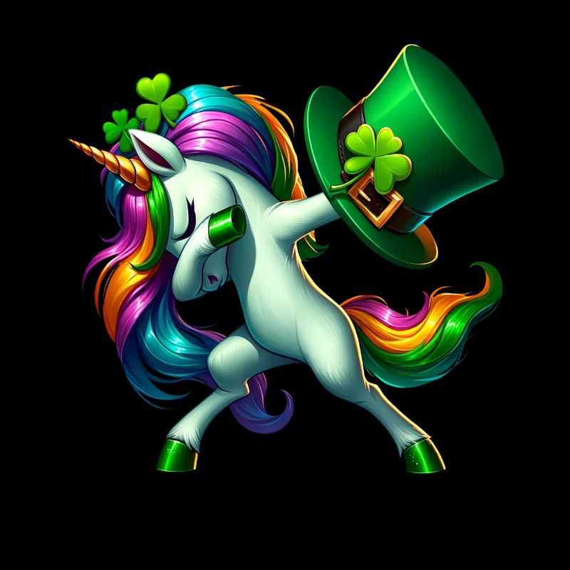 Licorne irlandaise trèfle vert de la Saint-Patrick