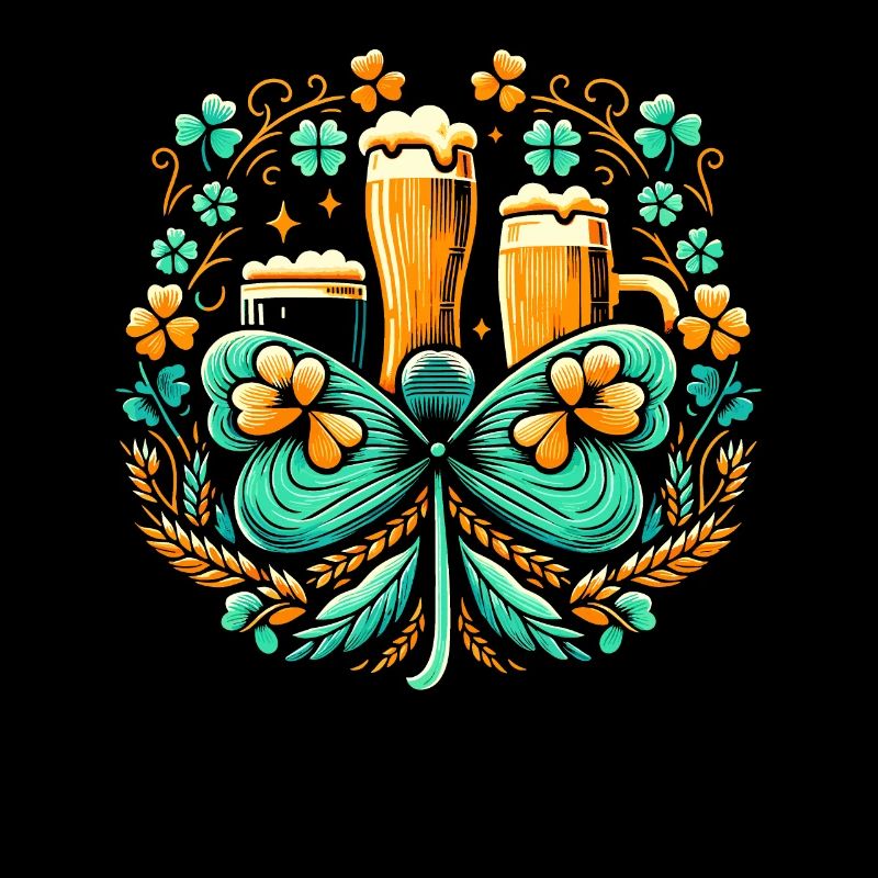 Kleeblatt Irischer St. Patricks Day Bier trinken Heiliger