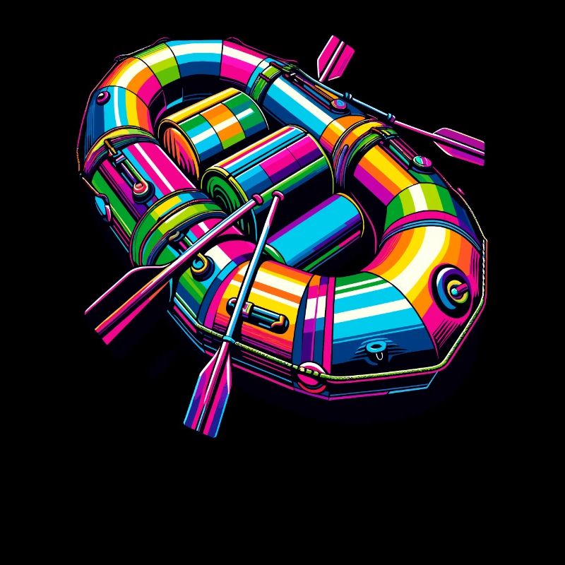 Colorful Pop Art River White Water Rafting Rafter