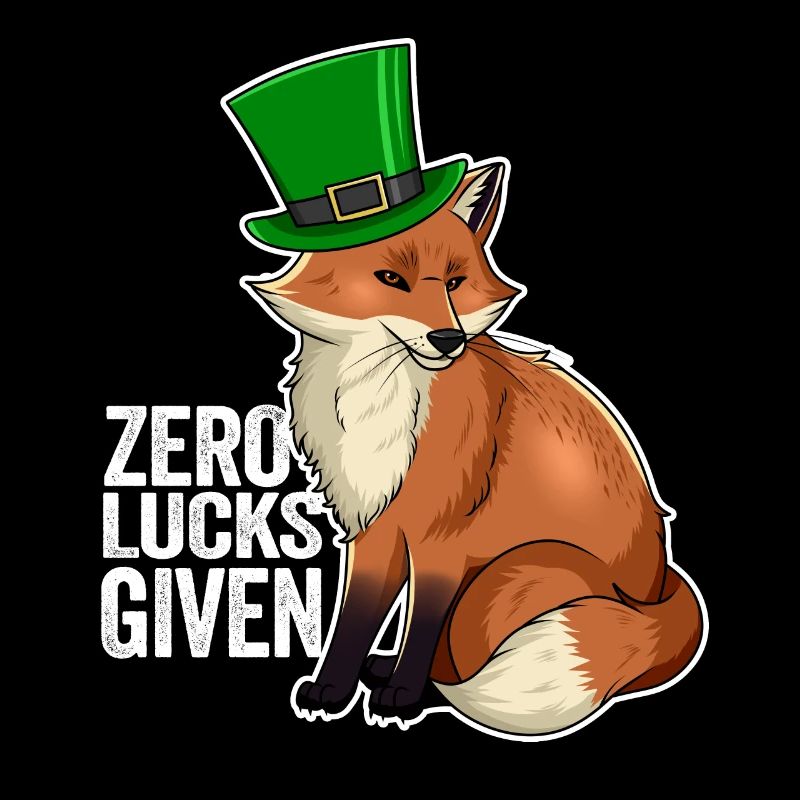 Zero Lucks Given Cute Kawaii Fox Ireland Irish Pun