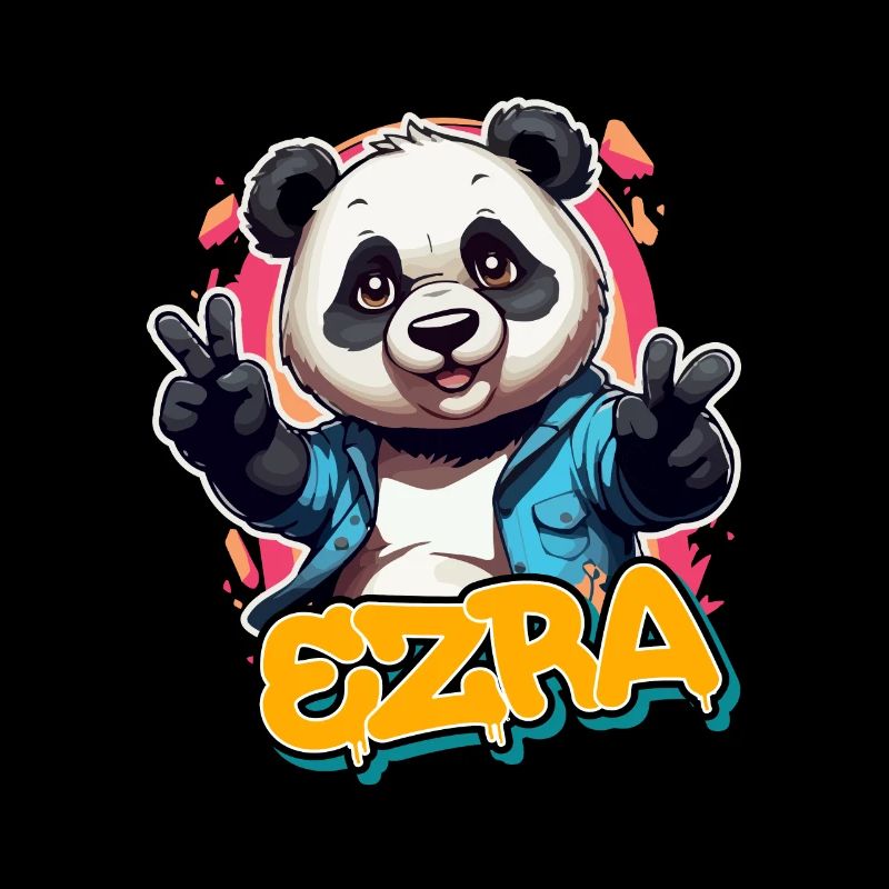 EZRA - Beau prénom de garçon avec panda cool