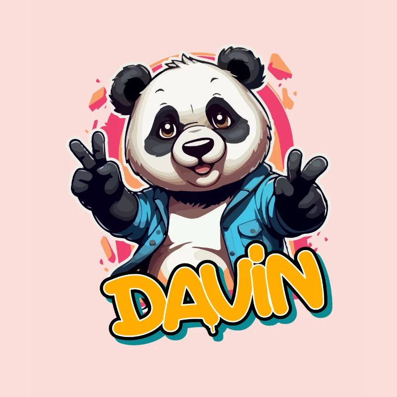 DAVIN - Handsome Boy Name with Cool Panda