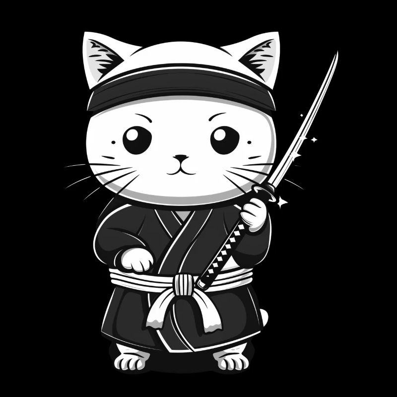 Katze Samurai Kawaii Lustiges Geschenk