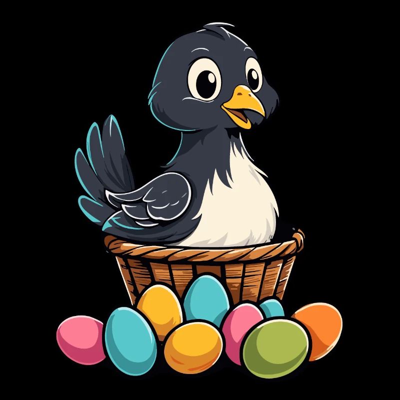 Easter Chicken Colorful Cute Funny Easter Eggs Nest