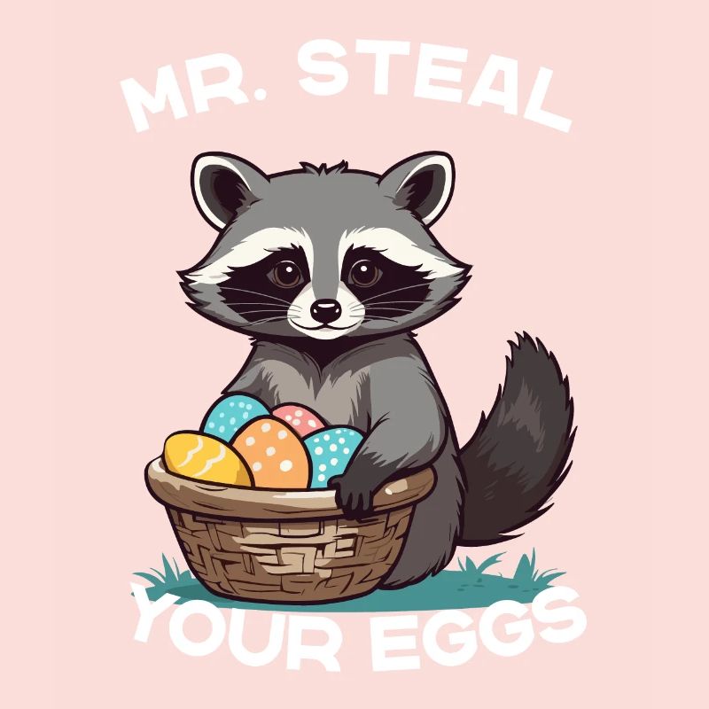 Funny Raccoon Eggs Thief Easter Saying