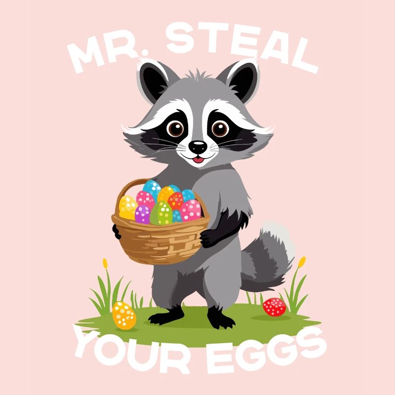 Funny Raccoon Eggs Thief Easter Saying