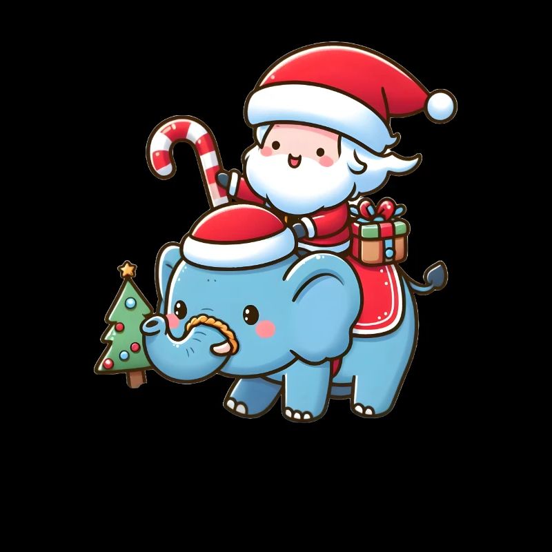 Père Noël mignon sur éléphant