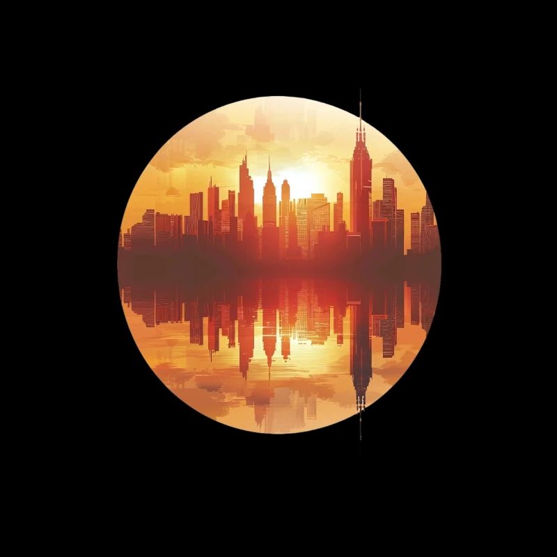 Sunset Cityscape Reflection