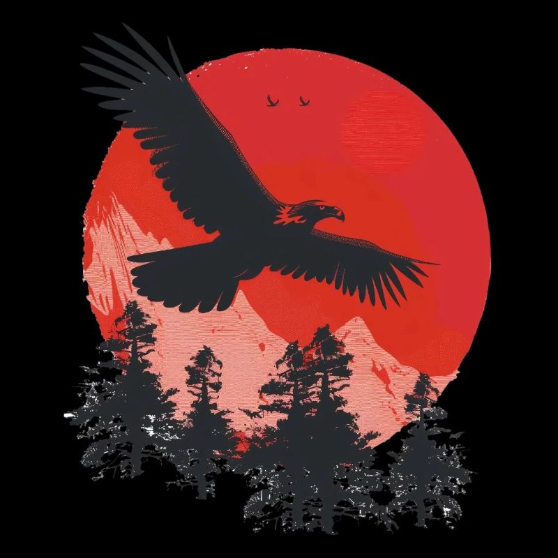 Wild eagle in red sunset