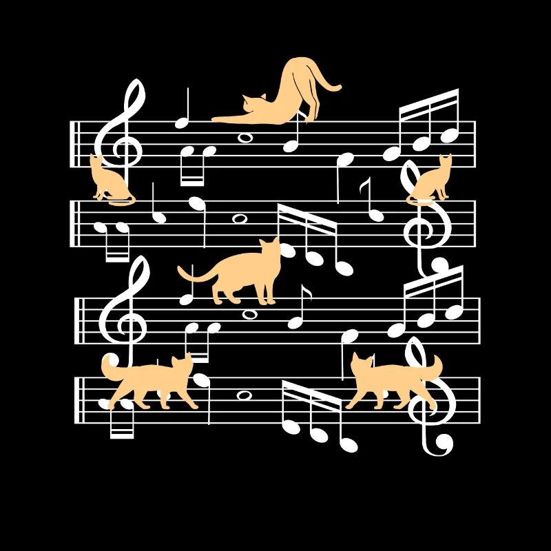 Cats playing with music note cat
