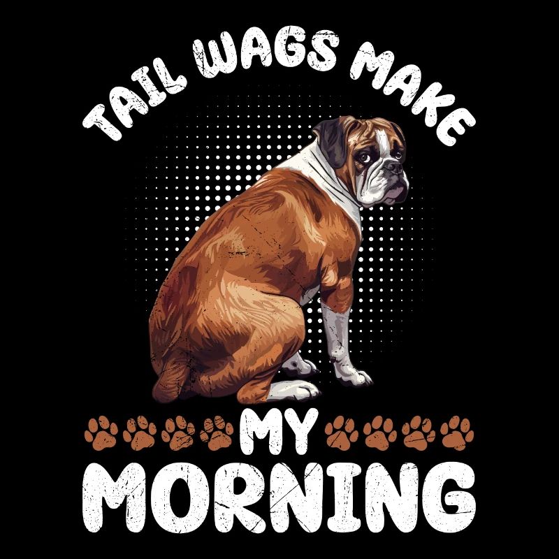 Chien Boxer remue la queue rendre mon matin drôle