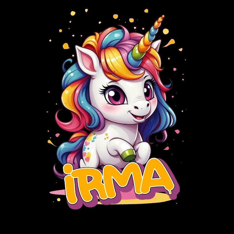 IRMA - Schöner Mädchen Name mit süßem Einhorn