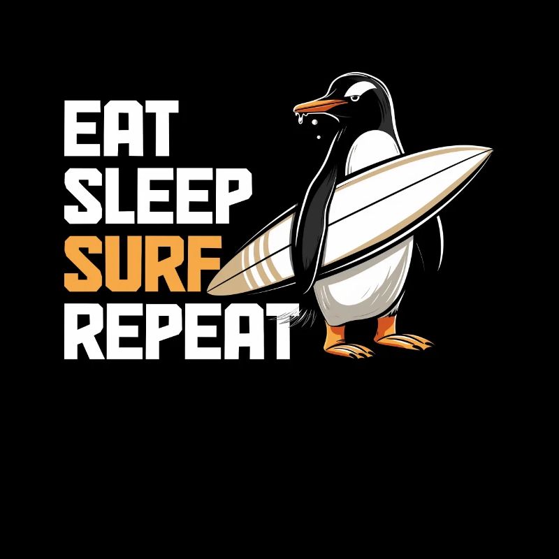 Surfing Eat Sleep Penguin Surfer Gift