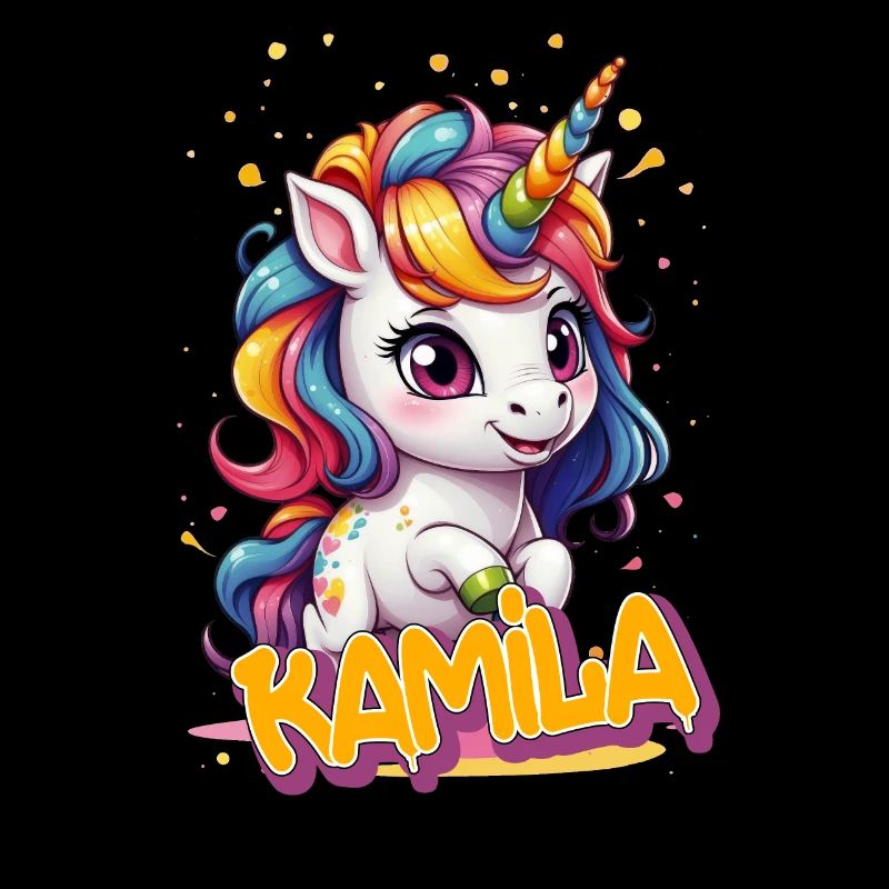 KAMILA - Schöner Mädchen Name mit süßem Einhorn