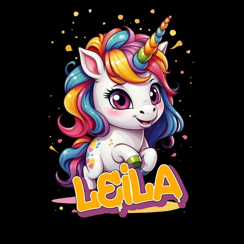 LEILA - Schöner Mädchen Name mit süßem Einhorn
