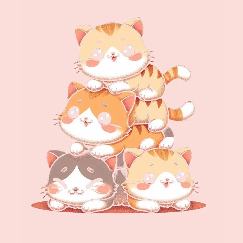 Stack of Kitty Cats Stack Kawaii Meowtain Anime