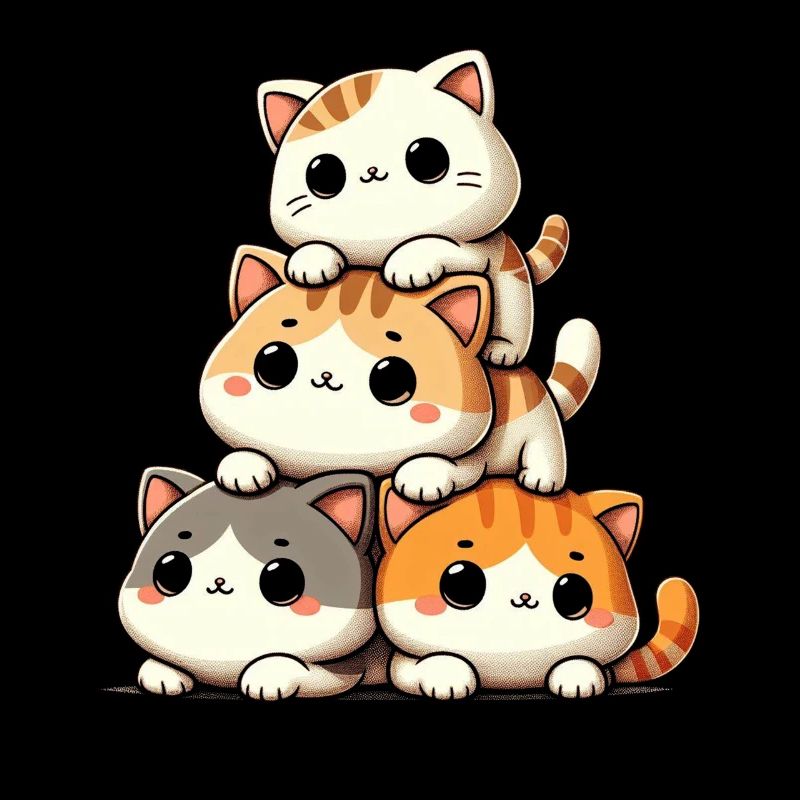 Stack of Kitty Cats Stack Kawaii Meowtain Anime