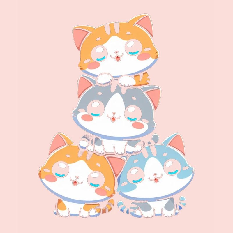 Stack of Kitty Cats Stack Kawaii Meowtain Anime