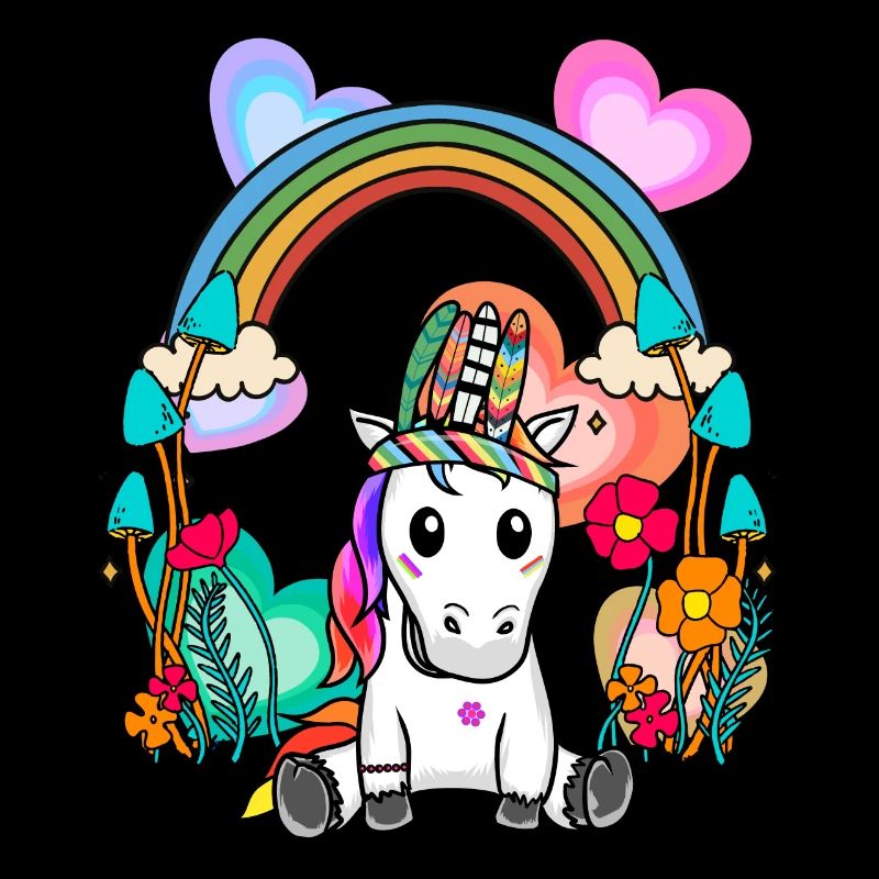 Schamanen Einhorn Pferd Regenbogen Hippie Kind