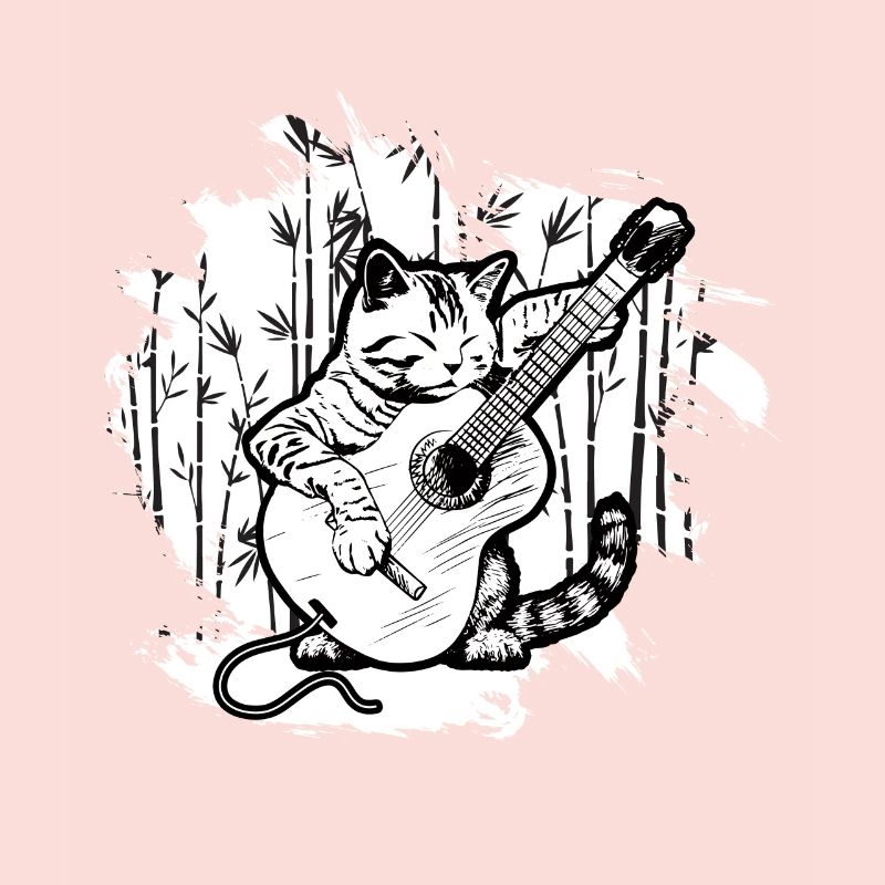Cat Playing Acoustic Guitar Instruments Cool