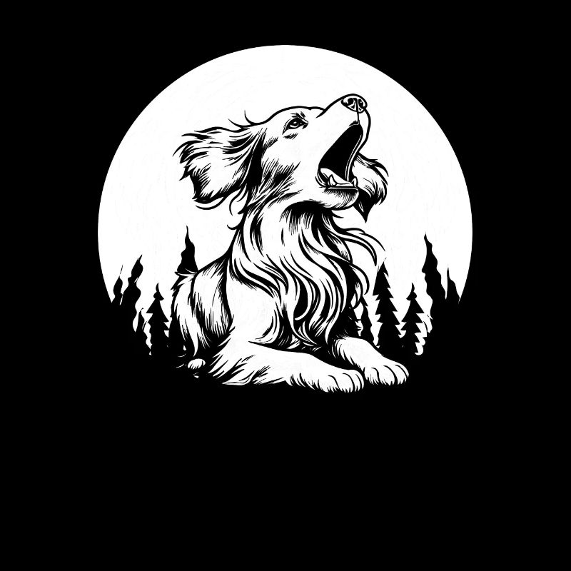 Brittany Spaniel Moon Howling