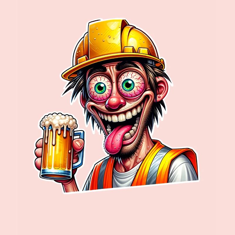 Construction Worker Beer Drunk Funny
