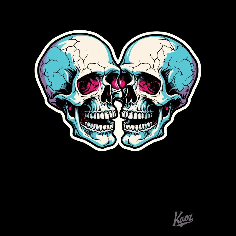Laughing Cool Twin Skull Skull