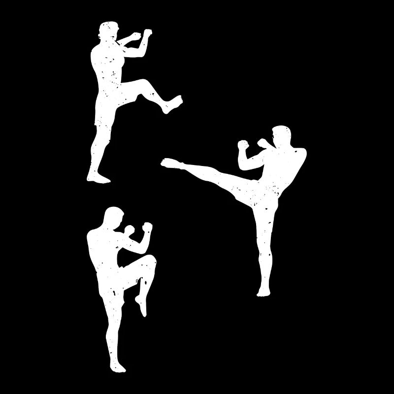 Silhouettes de combattants de Muay Thai Boxe Muay Thai