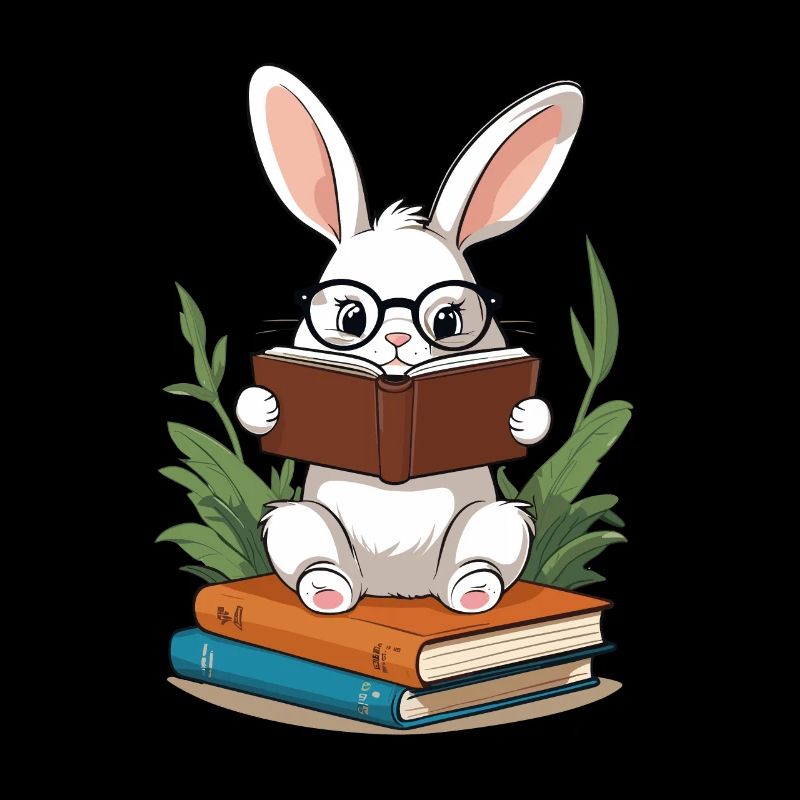 Lapin de lecture Lapin de style rat de bibliothèque enthousiaste