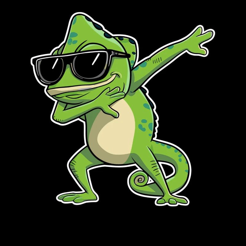 Chameleon dabbing with sunglasses