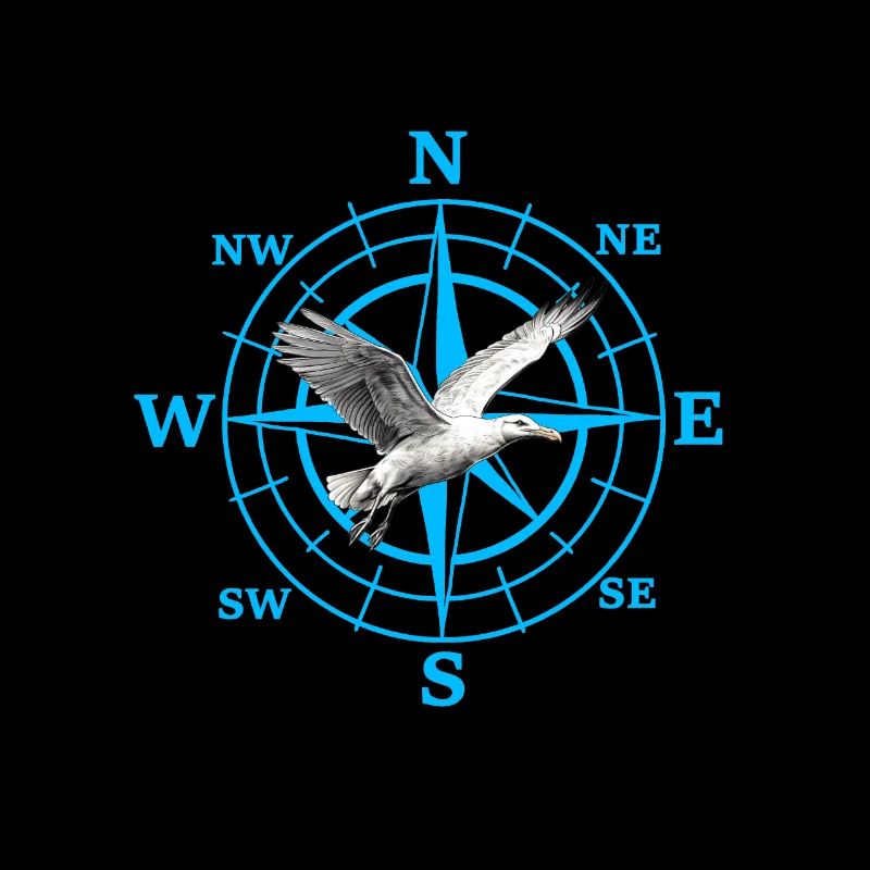 Cardinal Direction Kompas Wind Rose Seagull Maritime